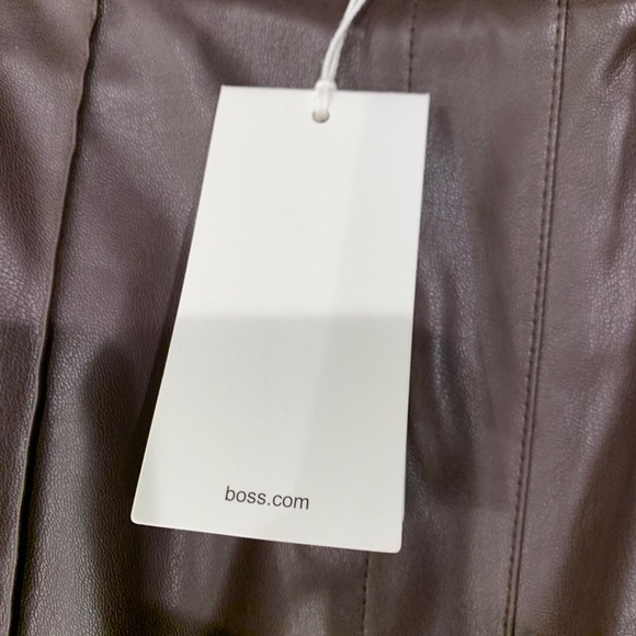 Hugo Boss Faux Leather Jogger Pants Dark Red Womens Size 8 Elastic Waist - Picture 6 of 13